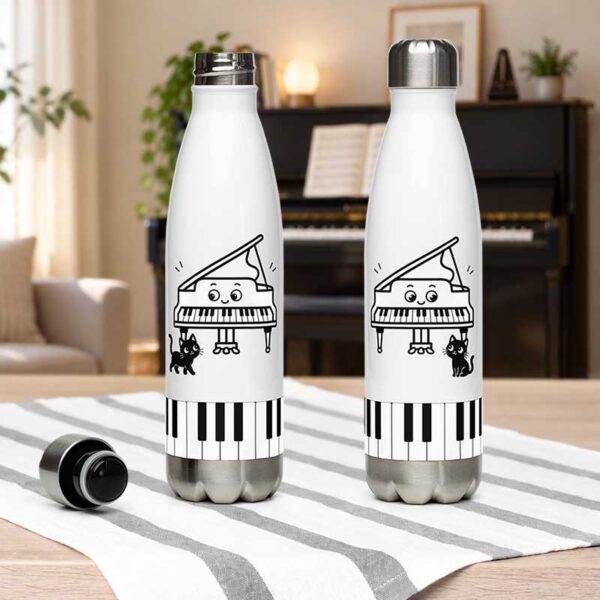 Gourde chat et piano kawaii - gourde isotherme